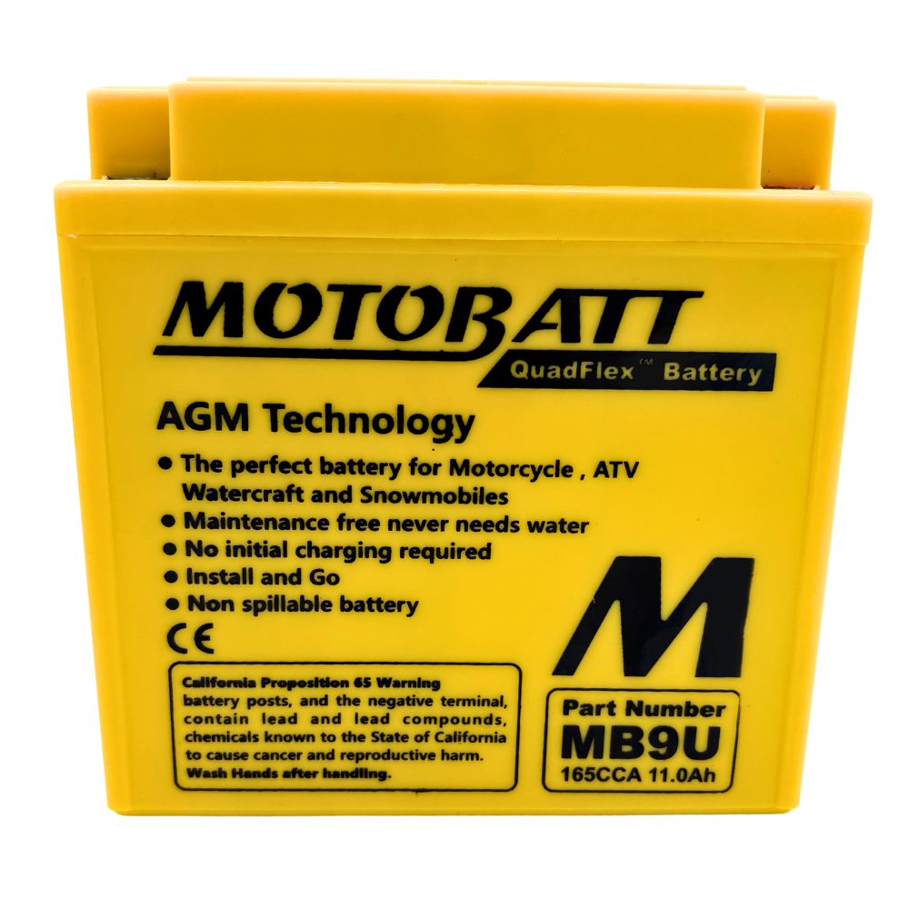 MotoBatt MB9U 12V 11AH AGM Motorcycle Battery - QuadFlex Technology MotoBatt MB9U 12V 11AH AGM Motorcycle Battery - QuadFlex Technology