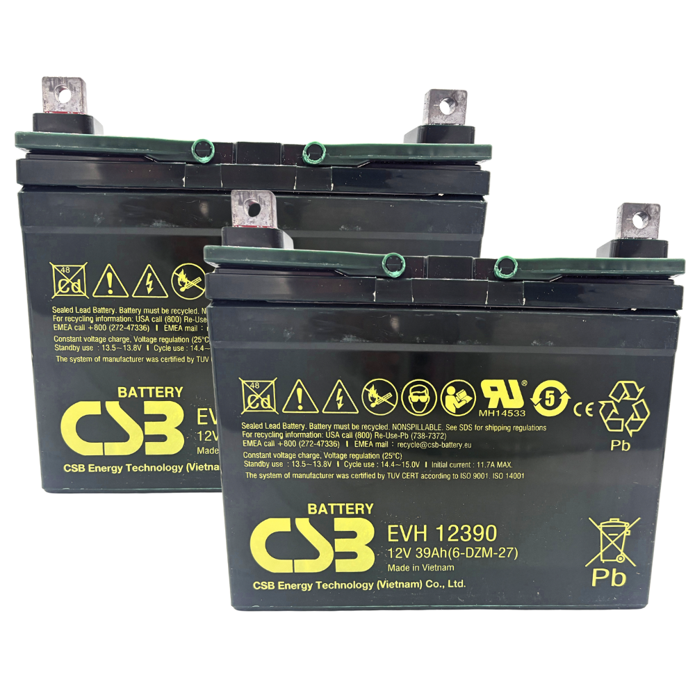 U1 AGM Battery 12V 39AH Group Wheelchair SLA Battery Pair - CSB High-Capacity U1 AGM Battery 12V 39AH Group Wheelchair SLA Battery Pair - CSB High-Capacity