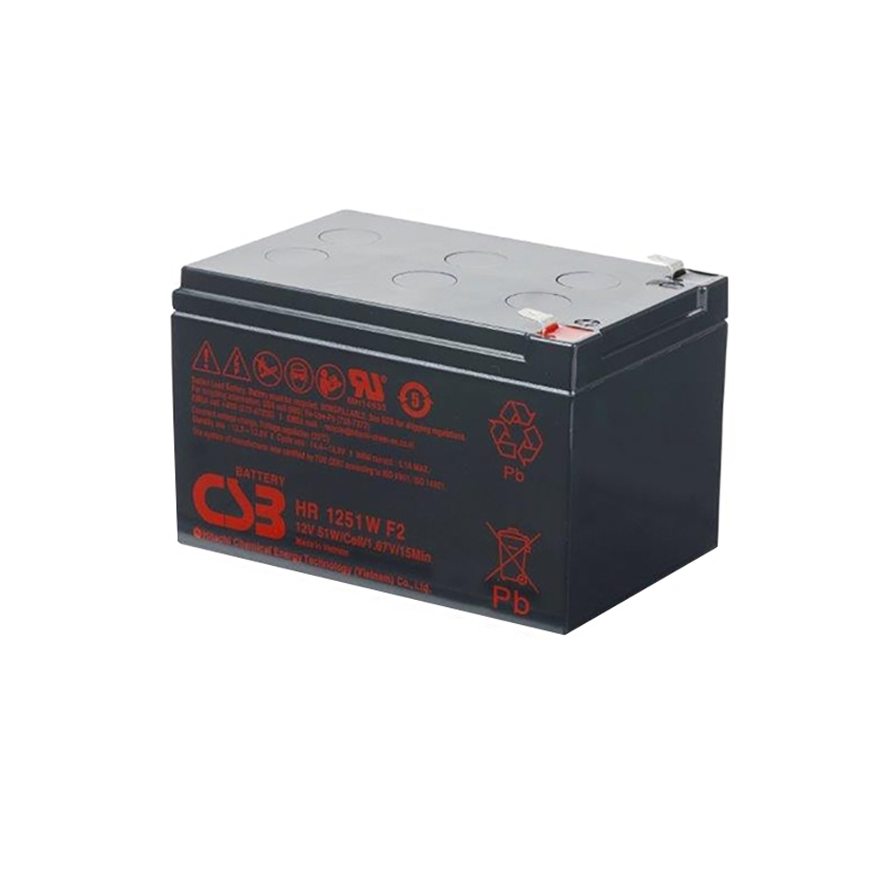 CSB HR1251WF2FR 12V 13.5Ah High Rate AGM Battery, F2 Terminal
