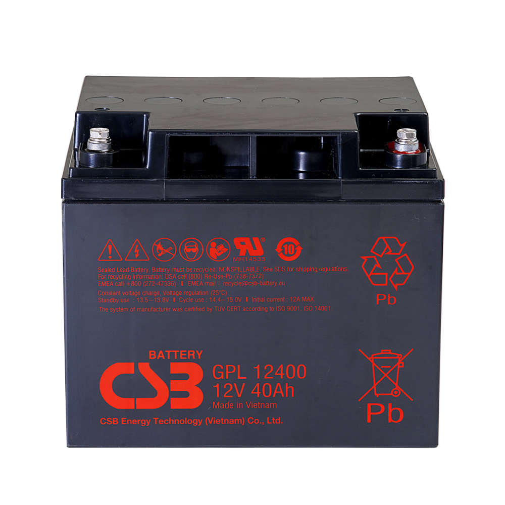 CSB GPL12400 12V 40AH AGM Deep Cycle VRLA Battery - Sealed Maintenance Free