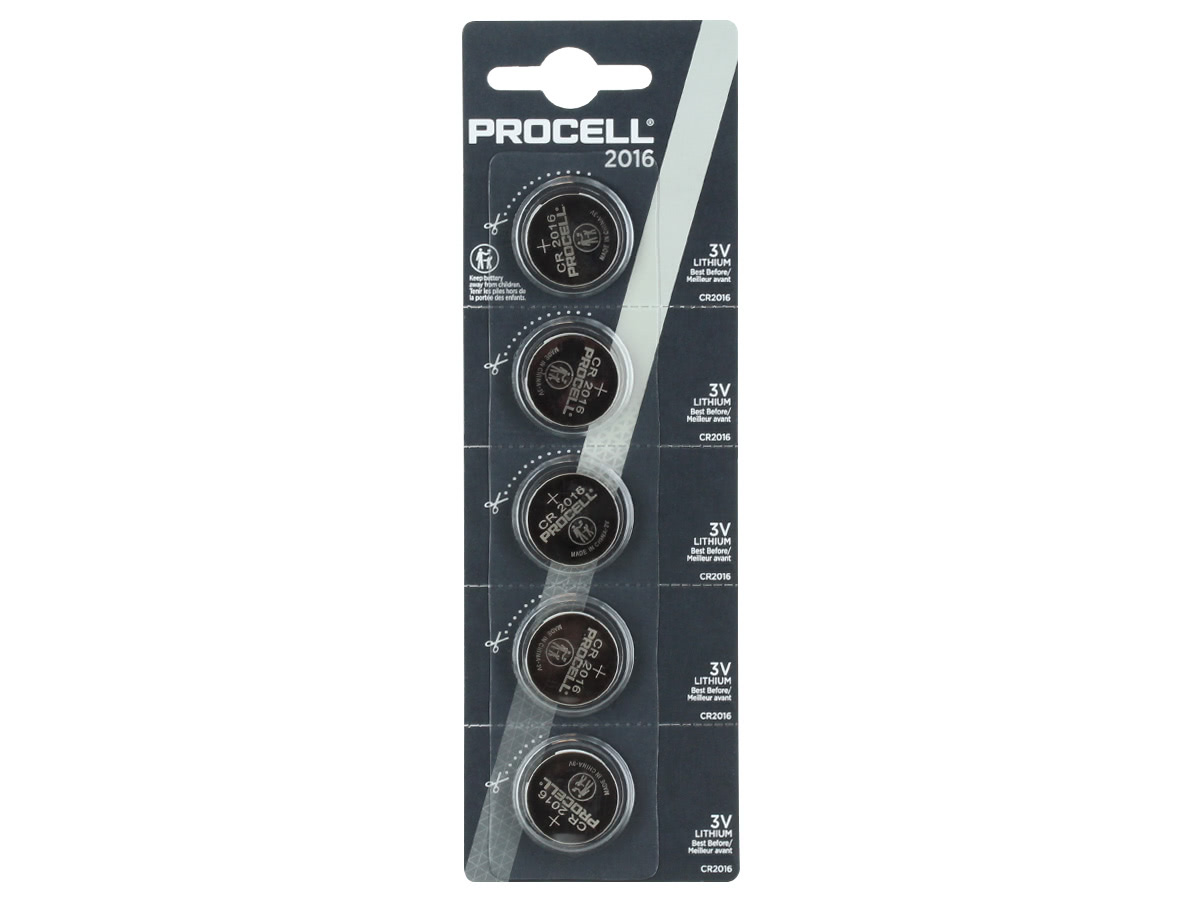 PROCELL CR2016 Coin Cell Lithium Battery 5 PACK