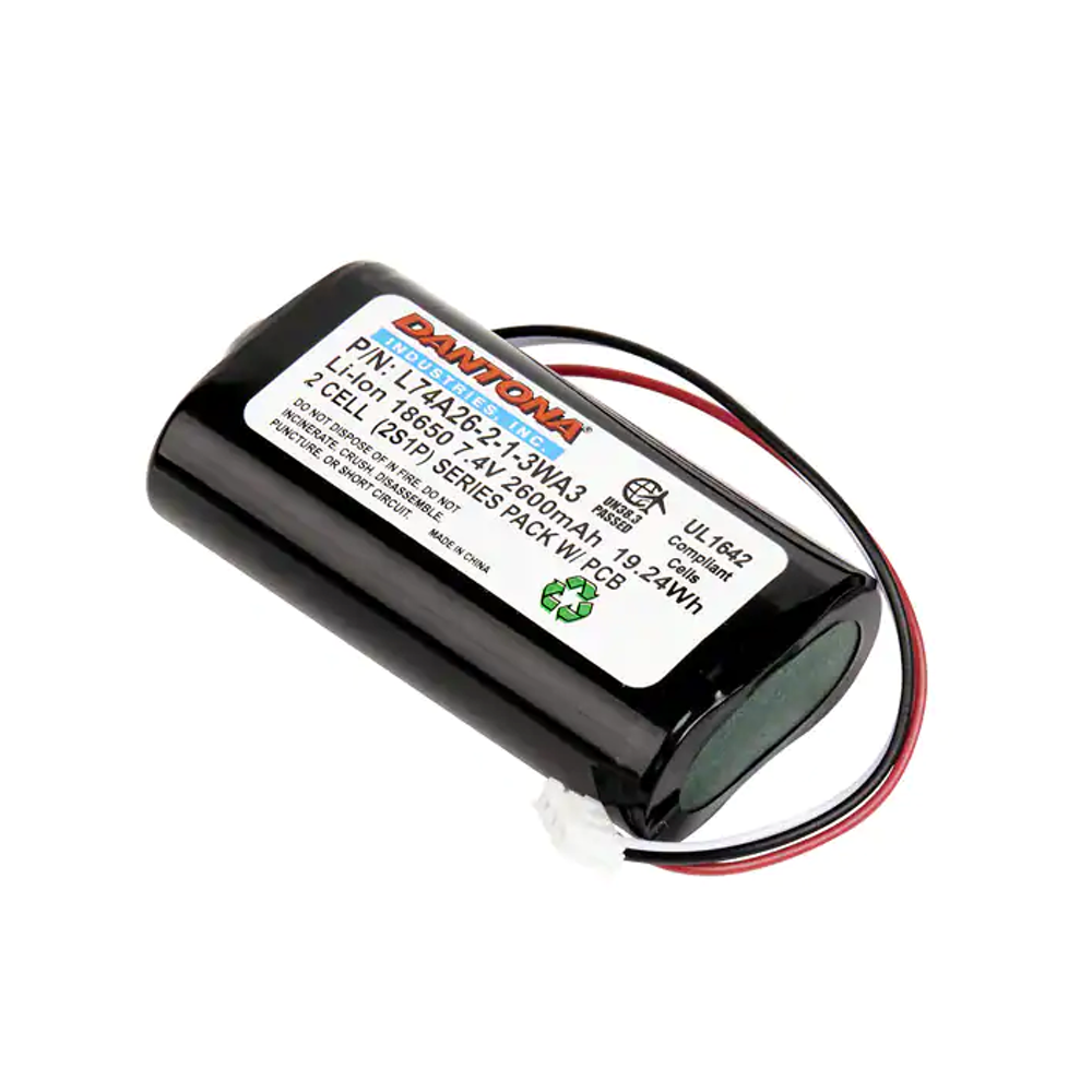 Two Cell Lithium Pack - 7.4V 2600mAh, L74A26-2-1-3WA3