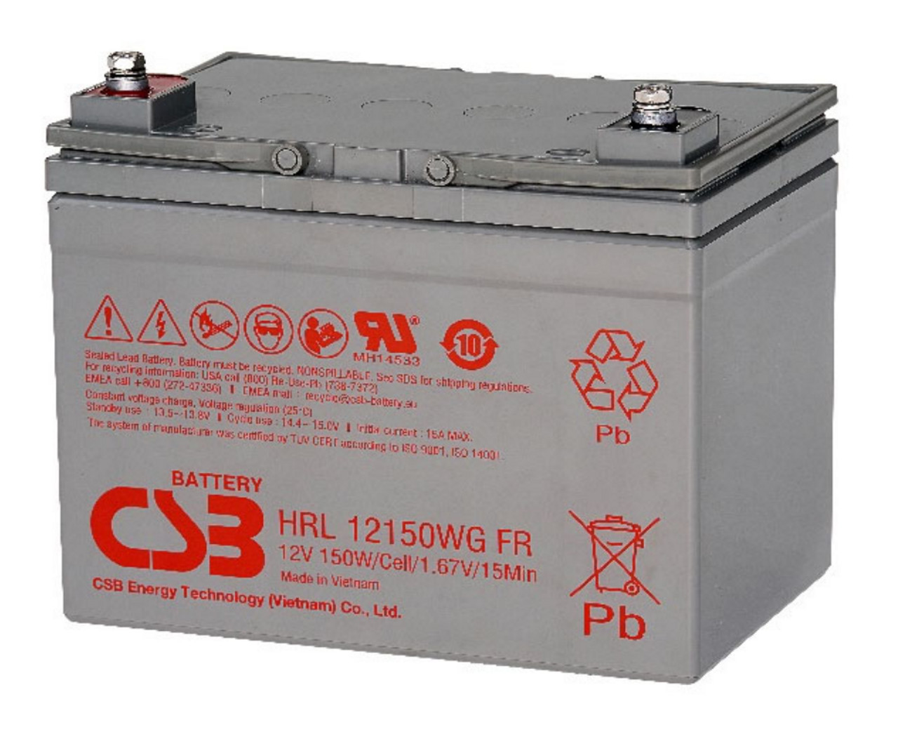 CSB HRL12150W 12V 150W High Rate Discharge AGM Battery for UPS Applications