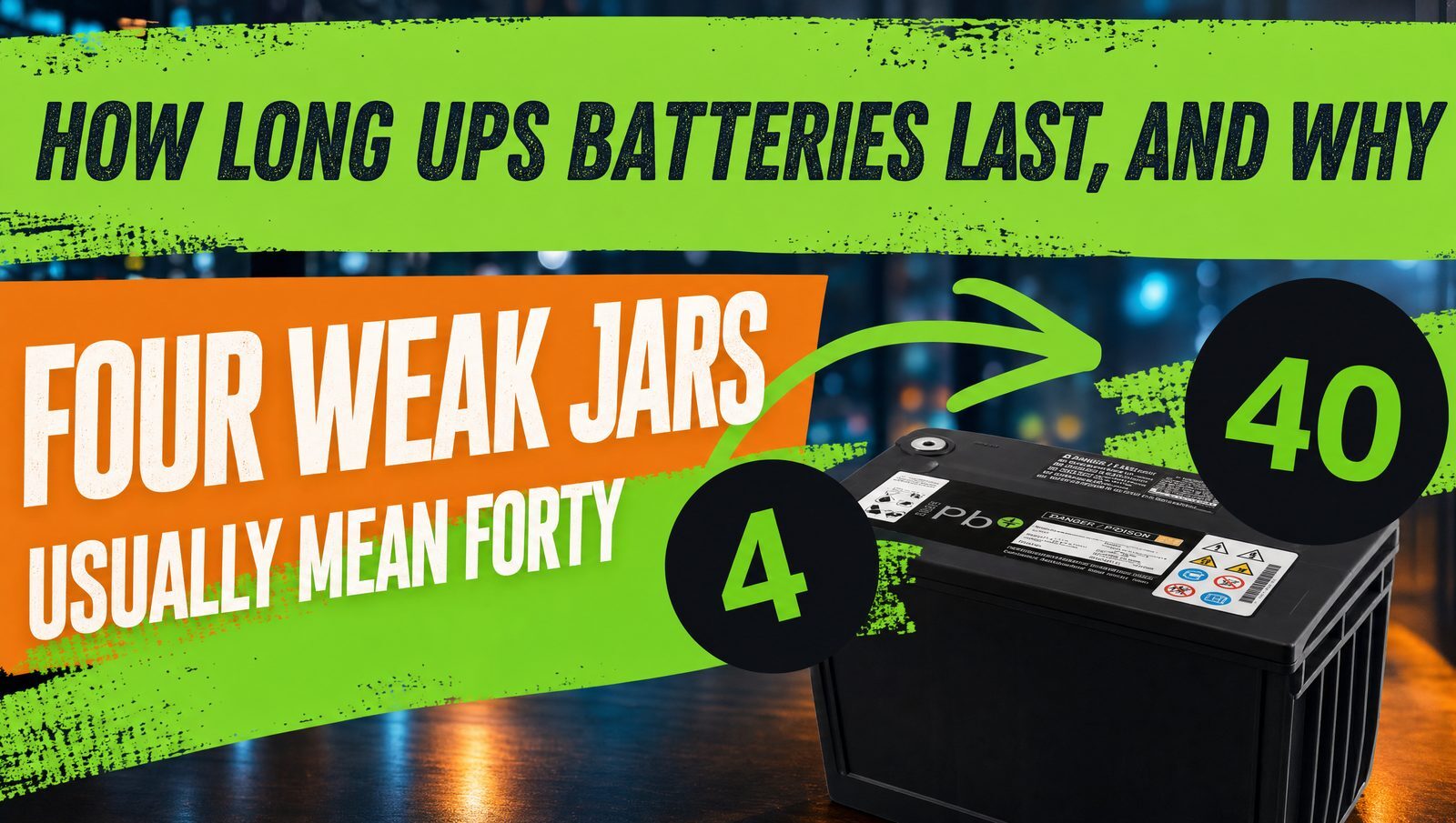 How long UPS batteries last: four weak jars usually mean replacing all forty