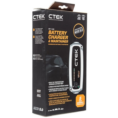 Battery Charger CTEK 6 programmes, 8 charging steps MXS 5.0, 12V, 5A with  pole clip & loop cable also capable for gel batterys Grade 1 - perfect  repair