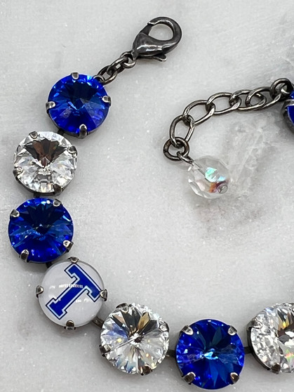 12 mm Crystal Trinity T Blue & White Bracelet $55