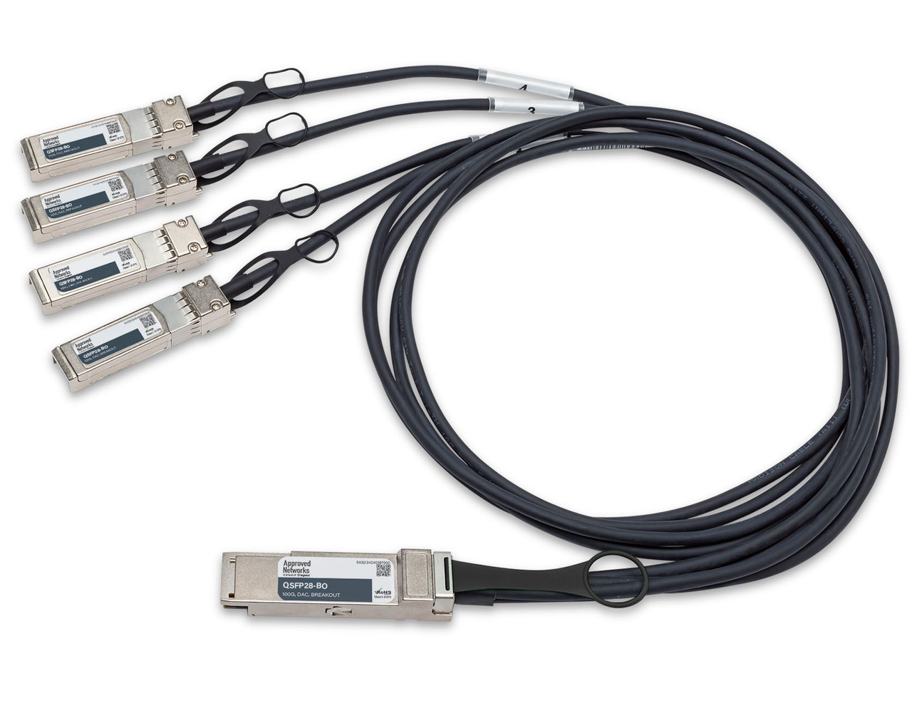 100GBASE QSFP28 Passive DAC Cable (QSFP28 to 4 x SFP28) Breakout