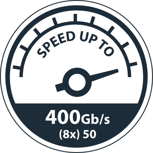 400G - 8 lanes each 50gb/s