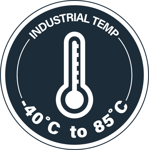 Industrial Temp: -40°C to 85°C