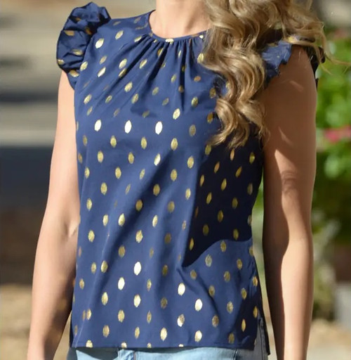 Polka Dot Treat Navy Elegance Top