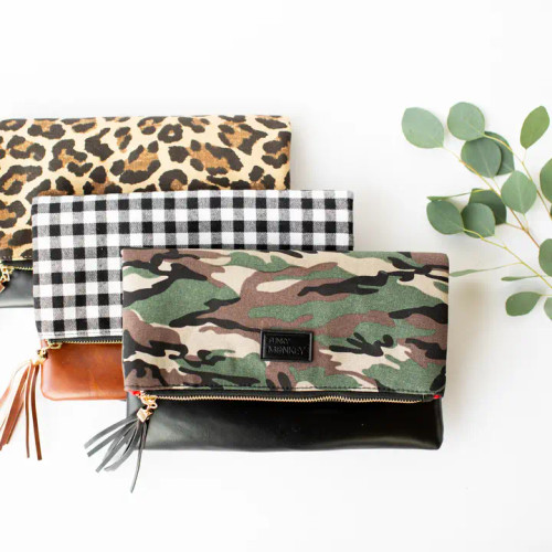 Pattern Fold Over Zipper Clutches