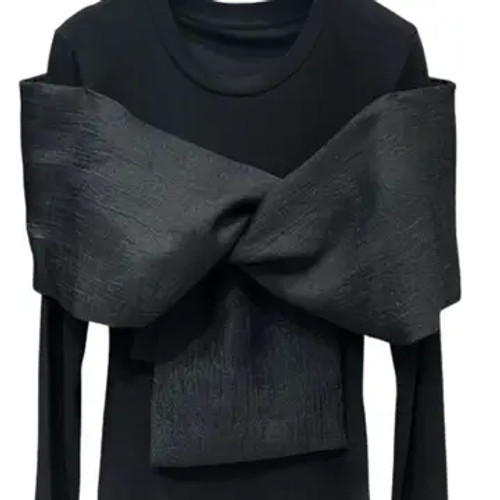 Black Women's Bow Long Sleeve Top