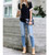 Woven Black White Contrast Collar Blouse