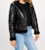 Black leather fur jacket