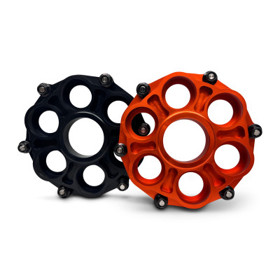 'Quick Change' Billet Sprocket Carrier -Black and Orange