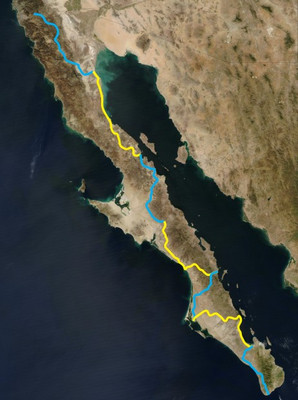 Baja Tour Route By Days
