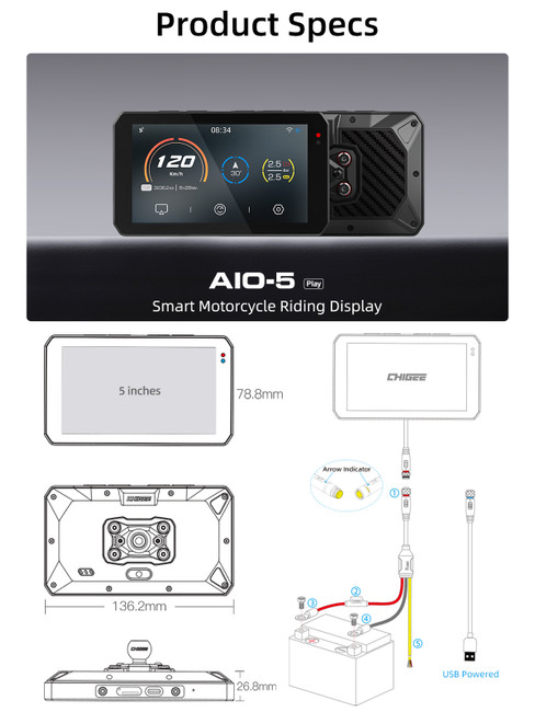 アクセサリー aio-5 play AIO-5 Play：バイクライフの革命。音楽やナビなどミラーリング