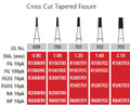Alpen FG #702 Cross Cut Tapered Fissure Carbide Bur, Package of 10