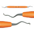Wingrove L3-4 Titanium Implant Scaler with Orange Resin Handle. Blades are