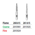 Two Striper ShortCut FG 260.8 S Coarse Diamond Bur Flame, Short Shank. Pack of 5