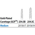 Two Striper FG 254.SC Medium Diamond Burs, Gold-Plated Curettage, 10mm Cutting