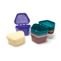Quala Denture Boxes, Assorted colors, 12/Bag. Soft plastic Denture Cups are