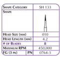 Robot FG #SH 133 8 Blade CTF Carbide Finishing Burs 3/Pk. For Cosmetic Trimming Robot FG #SH 133 8 Blade CTF Carbide Finishing Burs 3/Pk. For Cosmetic Trimming