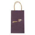 Sherman Paper Bags Purple Matte Finish Paper Bag w/ Gold Foil Toothbrush Logo, 99MTB, 100/Pkg