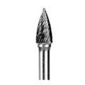 Buffalo Dental, 3/8" Flame (C3/8) Dual Cut Regular Carbide Bur w/ 1/4" Shank, 19120
