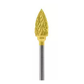 Buffalo Dental, Flame (63B) TNT-Coated Dual Cut Regular HP Carbide Bur, 63B-GOLD