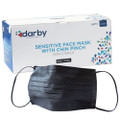 House Brand Sensitive Level 3 Face Mask with Chin Pinch, Black, 50/Box