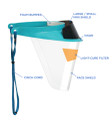 iVisor Loupe Visor and Shield Kit, 1 x Teal visor, 1 x Cinch cord, 1 x LC filter, 3 x Face shields, 2 x Mini shields, 9 cm