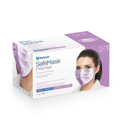 SafeMask Premier Earloop 50/Box Lavender, Level 1