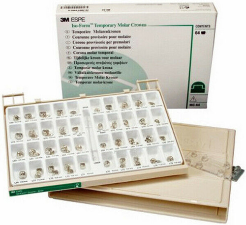 Iso-Form Assorted Molar Tin-Silver Alloy Temporary Crowns, Kit of 64: 2 crowns