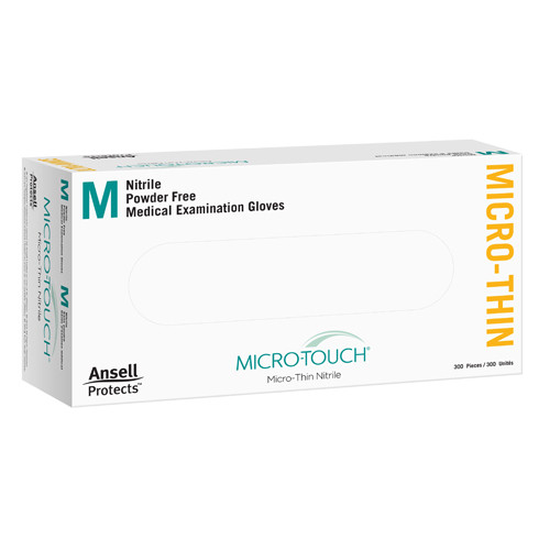 Micro-Touch Micro-Thin Nitrile Exam Gloves: Medium 300/Bx. Micro-thin Blue