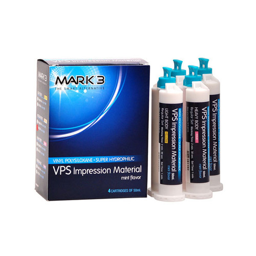 MARK3 VPS Impression Material, Heavy Body, Fast Set, 4 x 50 ml Cartridges