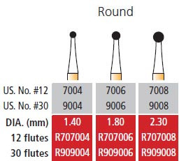 Alpen FG #7006 - 12 Flute Round Trimming and Finishing Carbide Bur, Package