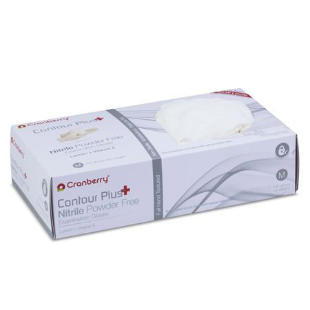 Contour Plus Nitrile Exam gloves: SMALL 100/Bx. Powder-Free, with Lanolin