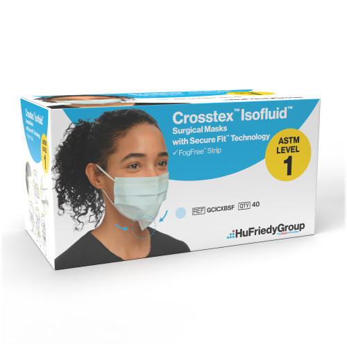 Isofluid FogFree SecureFit Earloop Masks - BLUE 40/Bx. Fog-Free w/SecureFit