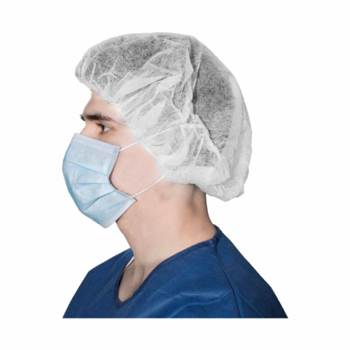 Dukal Bouffant Cap, Accordion Style, White, 24', 100/Pk. Made of Spunbonded