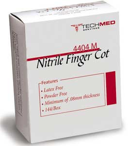 Tech-Med Services Nitrile Finger Cots - Small 144/Bx. Latex-Free and Powder