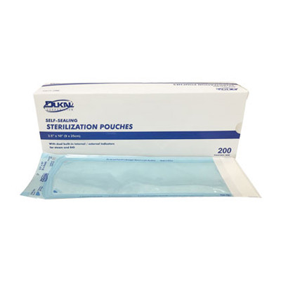 Dukal 2.75' x 10' Sterilization Pouch, Self-Sealing 200/Box . Dual Indicators