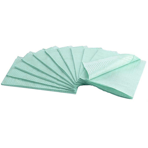 House Brand Patient Bibs GREEN 3 Ply, 500/case