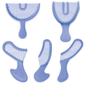 Posterior Premium 3-Way impression bite trays with nylon net, disposable