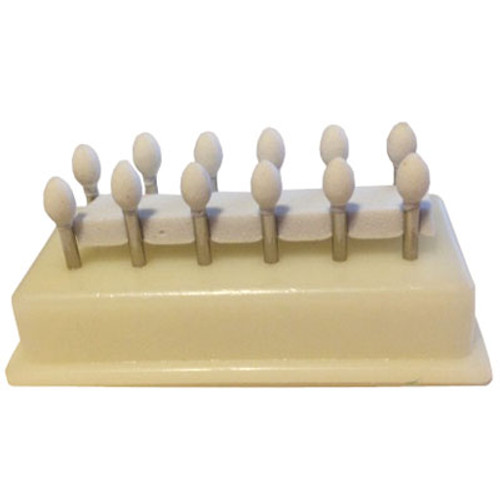 House Brand FL3A FG White Mounted Stone, 12/Pk. Egg shaped finishing stones