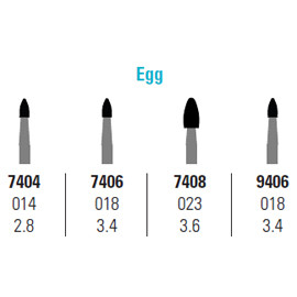 House Brand FG #7406 12 blade Egg shaped T&F bur, Gold Plated, package of 10