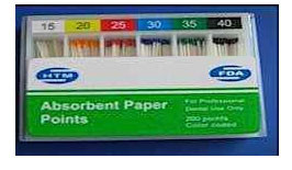 House Brand Absorbent Paper Points - #20, Taper size 0.06, 60/Box. Color Coded