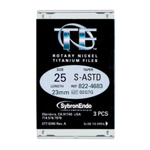 Twisted Files, #25 .08 taper 23mm NiTi with Rphase, Package of 3 files