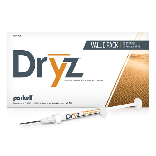 Dryz Gingival Hemostatic Retraction Paste Value kit: 25 x 0.5 gram syringes Dryz Gingival Hemostatic Retraction Paste Value kit: 25 x 0.5 gram syringes