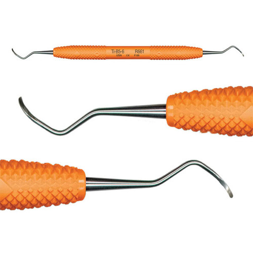 Wingrove B5-6 Titanium Implant Scaler with Orange Resin Handle. Blades are